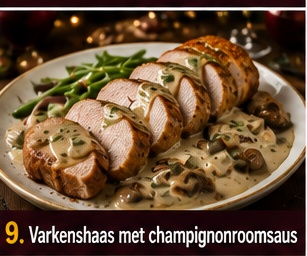 Varkenshaas met champignonroomsaus