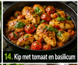 Kip met tomaat en basilicum