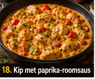 Kip met paprika-roomsaus