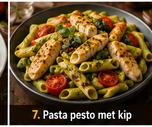 Pasta pesto met kip