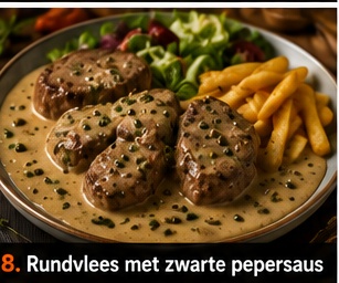 Rundvlees met zwarte pepersaus