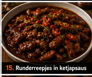 Runderreepjes in ketjapsaus